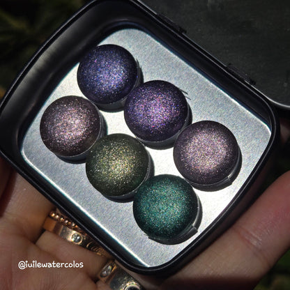 Button Petalune [달빛 아래 꽃잎] Set Handmade Shine Chrome Shimmer Watercolor Paints