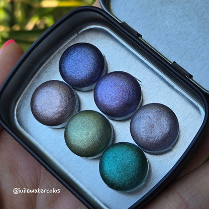 Button Petalune [달빛 아래 꽃잎] Set Handmade Shine Chrome Shimmer Watercolor Paints