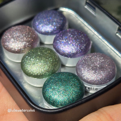 Button Petalune [달빛 아래 꽃잎] Set Handmade Shine Chrome Shimmer Watercolor Paints