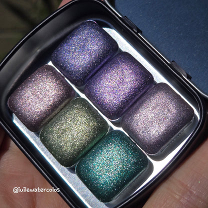 Quarter Petalune [달빛 아래 꽃잎] Set Handmade Shine Chrome Shimmer Watercolor Paints