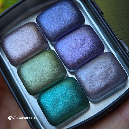 Quarter Petalune [달빛 아래 꽃잎] Set Handmade Shine Chrome Shimmer Watercolor Paints