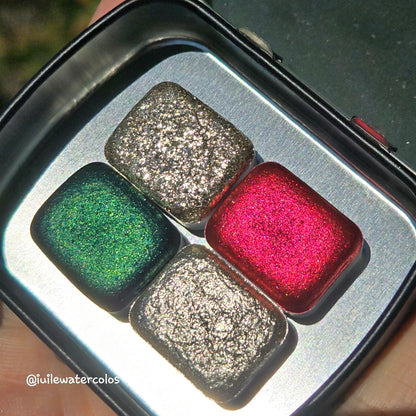 Quarter Jingle Bell set Handmade Mica Shimmer Metallic Watercolor Paints
