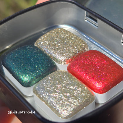 Quarter Jingle Bell set Handmade Mica Shimmer Metallic Watercolor Paints