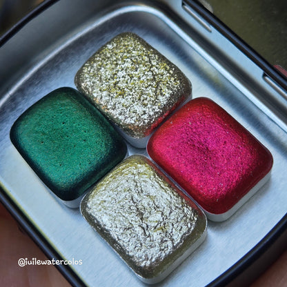 Quarter Jingle Bell set Handmade Mica Shimmer Metallic Watercolor Paints