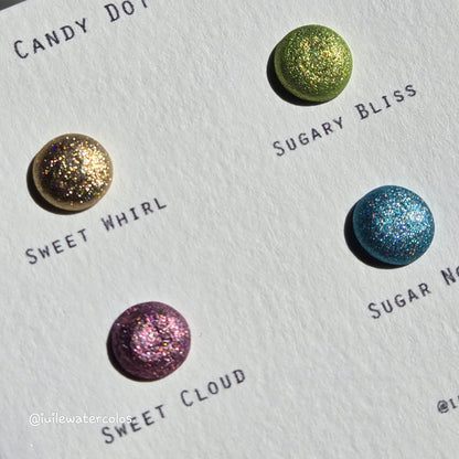 Cotton Candy Dot Card Tester Handmade Chrome Shimmer Holographic Watercolor Paints by iuilewatercolors