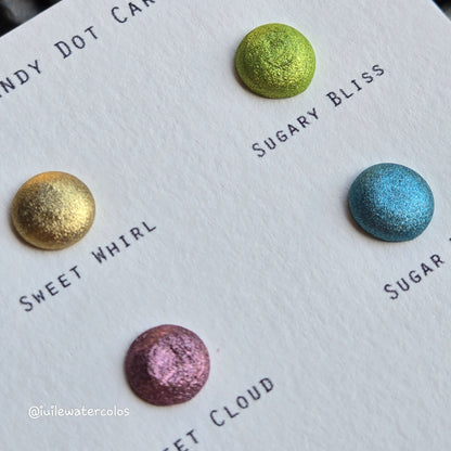 Cotton Candy Dot Card Tester Handmade Chrome Shimmer Holographic Watercolor Paints by iuilewatercolors