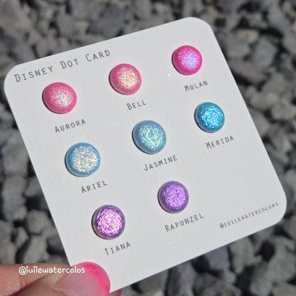 Disney princess Dot Card Tester Sampler Watercolor Shimmer Glittery Paints