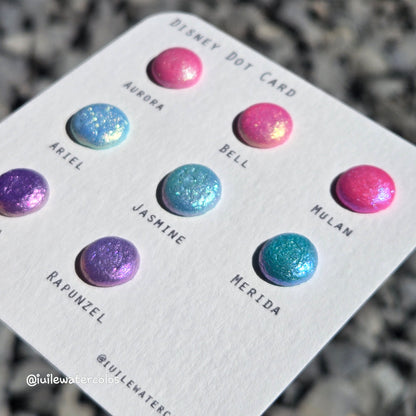 Disney princess Dot Card Tester Sampler Watercolor Shimmer Glittery Paints