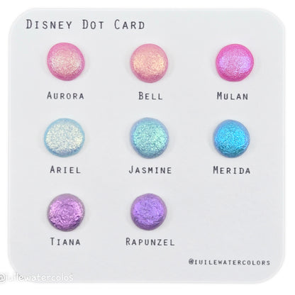 Disney princess Dot Card Tester Sampler Watercolor Shimmer Glittery Paints