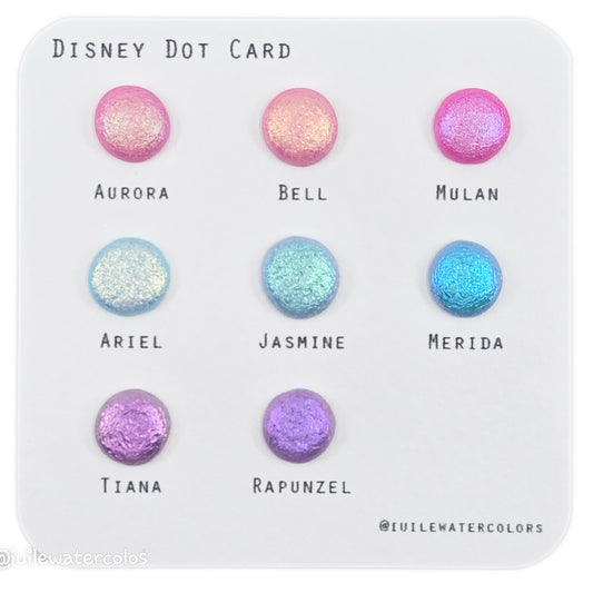 Disney princess Dot Card Tester Sampler Watercolor Shimmer Glittery Paints