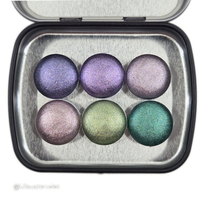 Button Petalune [달빛 아래 꽃잎] Set Handmade Shine Chrome Shimmer Watercolor Paints