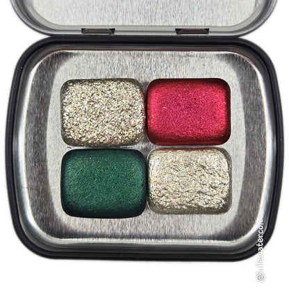 Quarter Jingle Bell set Handmade Mica Shimmer Metallic Watercolor Paints