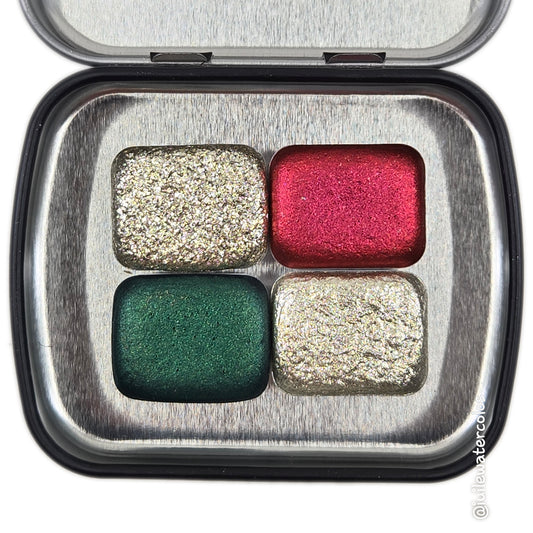 Quarter Jingle Bell set Handmade Mica Shimmer Metallic Watercolor Paints