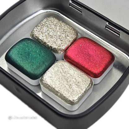 Quarter Jingle Bell set Handmade Mica Shimmer Metallic Watercolor Paints