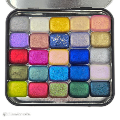 Q25 Best Item Set Vol.2 handmade shimmer color shift chameleon hologram watercolor paint quarter pan