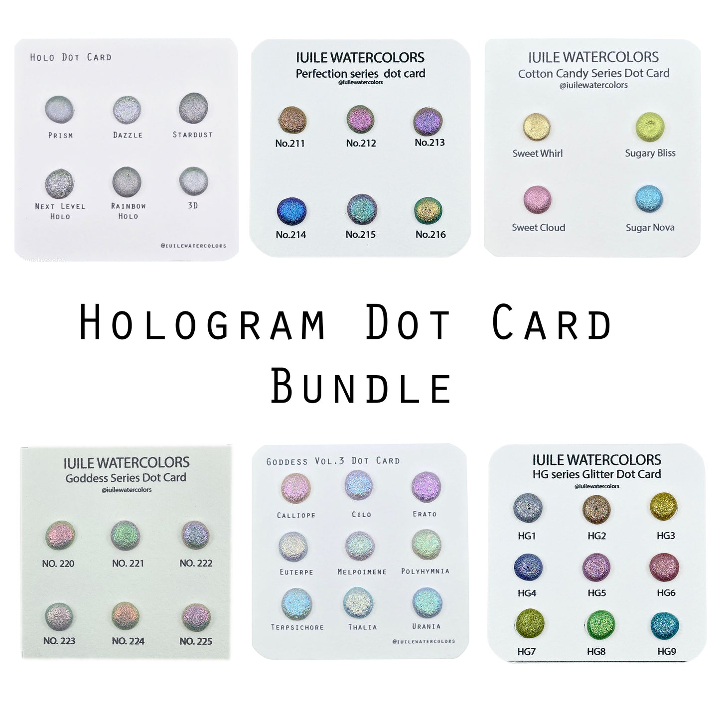 IUILE Dot Card Bundles Handmade Chrome Super Color Shift Shimmer Watercolor Paints