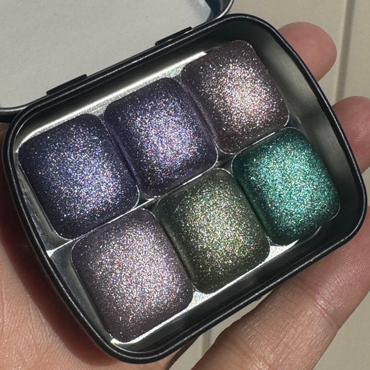 Half Petalune [달빛 아래 꽃잎] Set Handmade Shine Chrome Shimmer Watercolor Paints