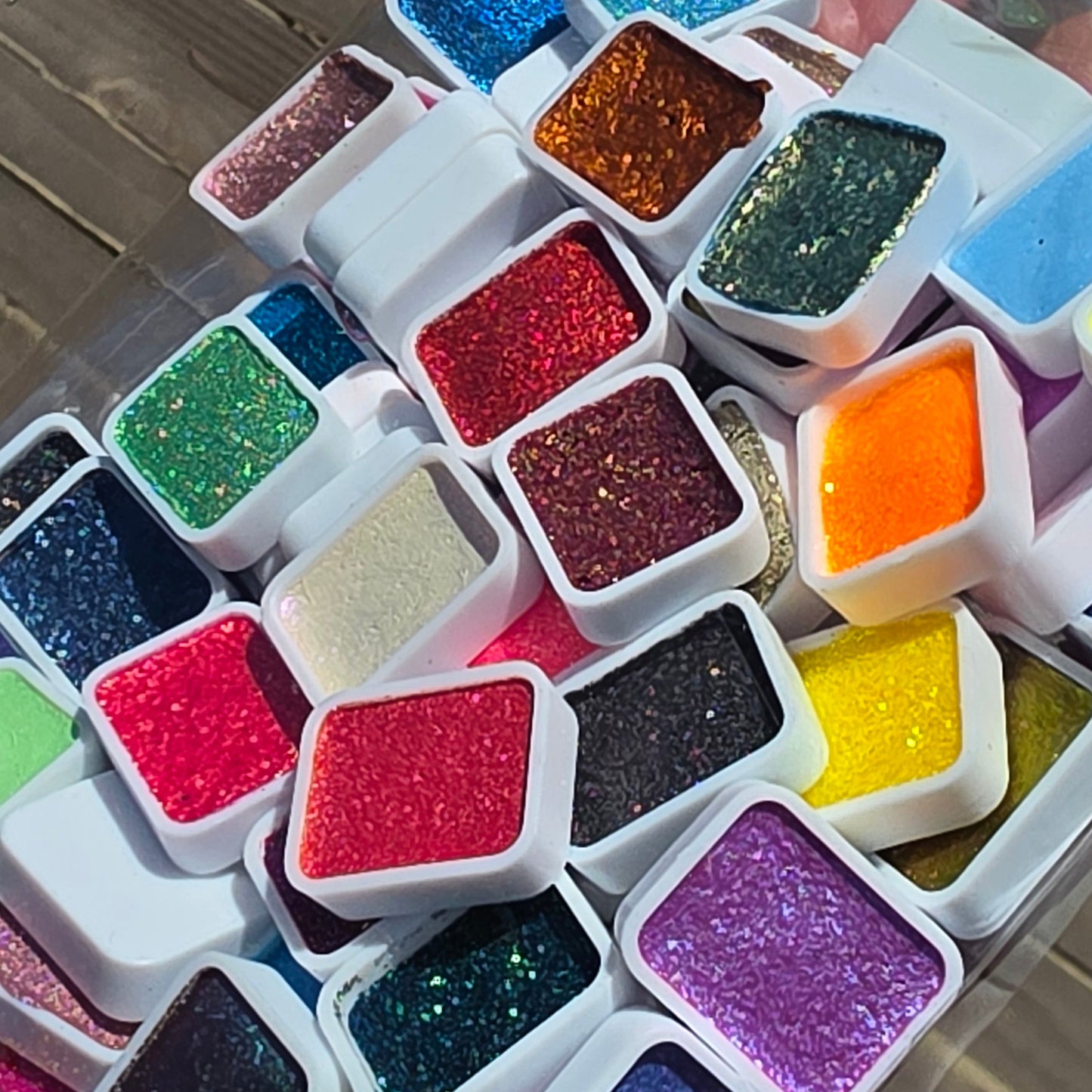 Grab Bag 80+ quarter pan Handmade Shimmer Metallic Colorshfit Watercolor Paints By iuilewatercolors