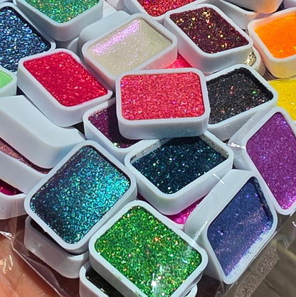 Grab Bag 80+ quarter pan Handmade Shimmer Metallic Colorshfit Watercolor Paints By iuilewatercolors
