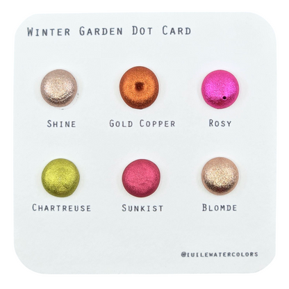 Winter Garden 2024 Christmas Dot Card Handmade Chrome Shimmer Watercolor Paints by iuilewatercolors
