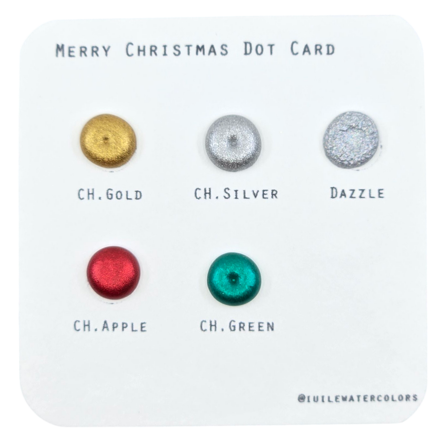 Merry Christmas Dot Card Handmade Chrome Shimmer Watercolor Paints by iuilewatercolors