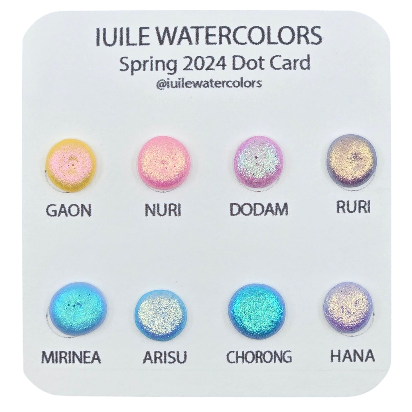 Dot Card Spring 2024 Tester Handmade Color Shift Shimmer Shine Watercolor Paints by iuilewatercolors