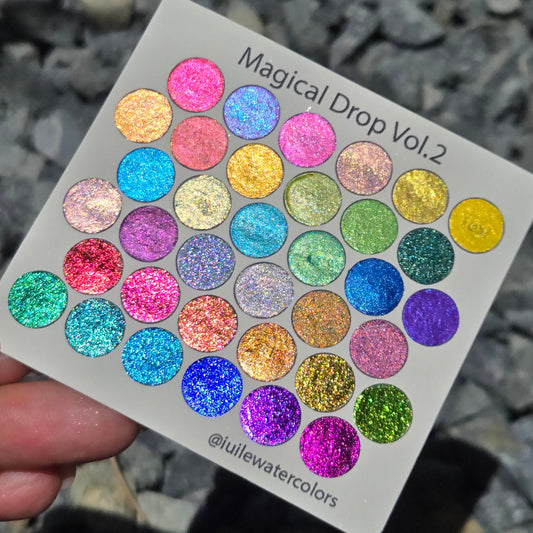 Vol.2 Magical Drop Tiny Sampler set Handmade Shimmer Hologram Color shift Chrome mica Chameleon Watercolor Paint