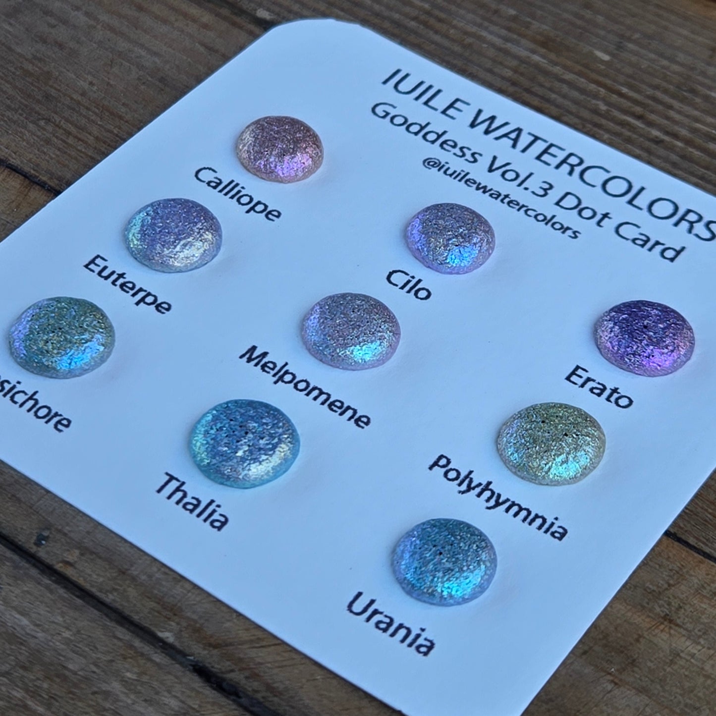 Vol.3 Goddess Dot Card Tester Handmade Super Shift Aurora Shimmer Holographic Watercolor Paints by iuilewatercolors