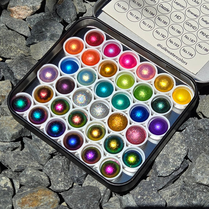 Vol.2 Magical Drop Tiny Sampler set Handmade Shimmer Hologram Color shift Chrome mica Chameleon Watercolor Paint