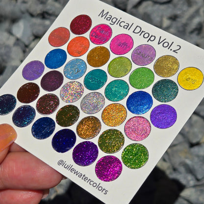 Vol.2 Magical Drop Tiny Sampler set Handmade Shimmer Hologram Color shift Chrome mica Chameleon Watercolor Paint