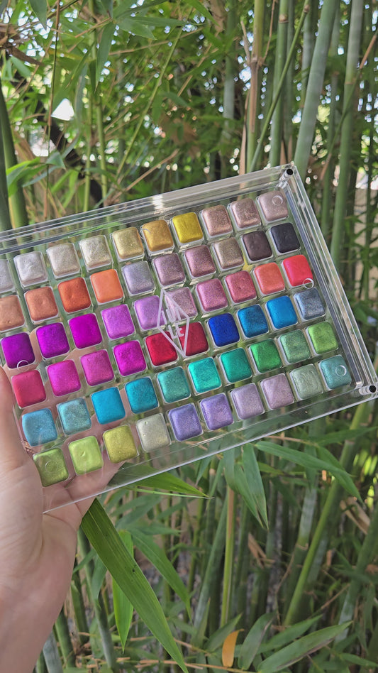 Christmas 60 set with Acrylic case Handmade Shine Chrome Shimmer Watercolor Paints