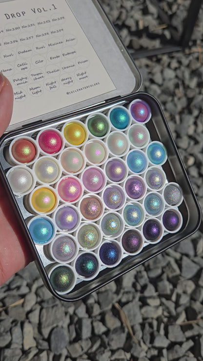 Vol.1 Magical Drop Tiny Sampler set Handmade Shimmer Hologram Color shift Chrome mica Chameleon Watercolor Paint