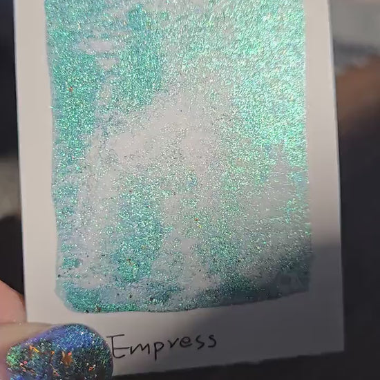 Empress Green Teal Half Pan Handmade Shimmer Watercolor Paints by iuilewatercolors