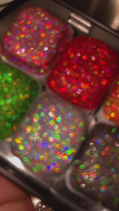 Button Galaxy set for Handmade Chunky Holo glitter watercolor paints half pans in Tin case