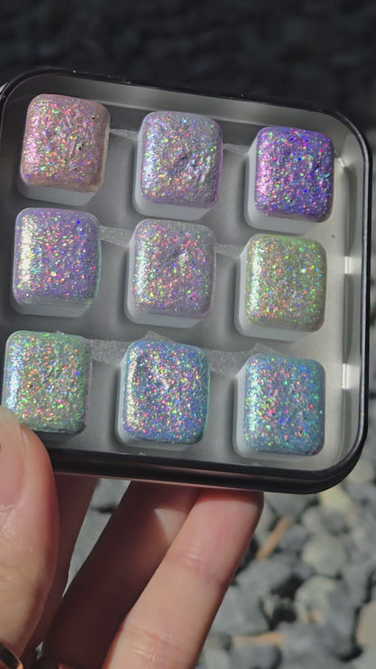 Vol.3 Goddess Half Set Handmade Super Shift Aurora Shimmer Holographic Watercolor Paints by iuilewatercolors