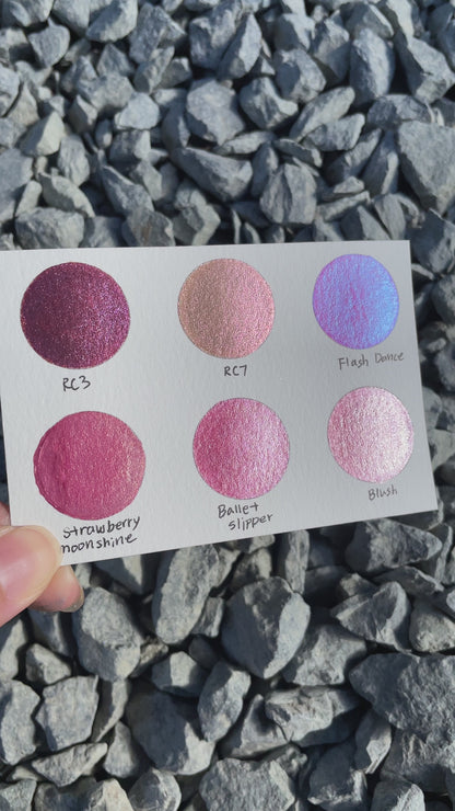 Pink set Handmade Shimmer Metallic Chameleon Colorshift Watercolor Paint Half By iuilewatercolors