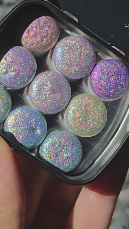 Vol.3 Goddess Button Set Handmade Super Shift Aurora Shimmer Holographic Watercolor Paints by iuilewatercolors