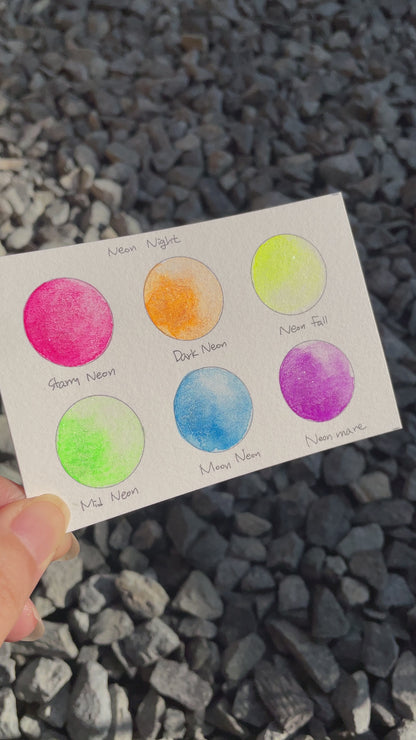 Neon fall neon night series colorshift watercolor paints half pan