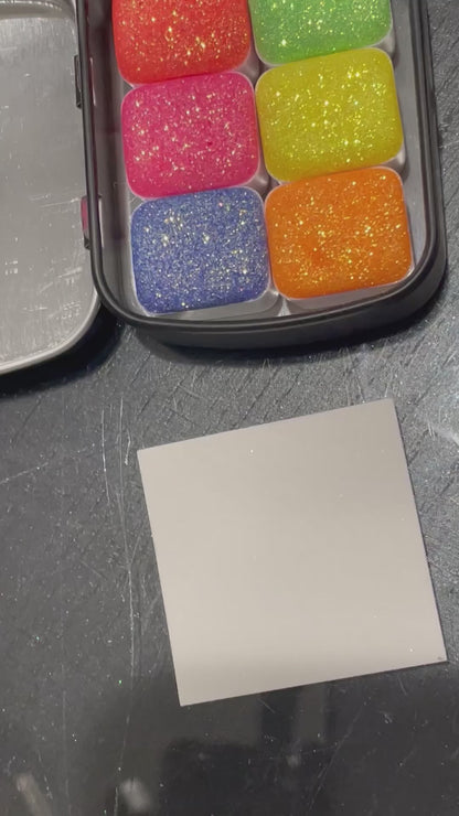 Pineapple Jelly Bean Chunky glitter watercolor paints half pan