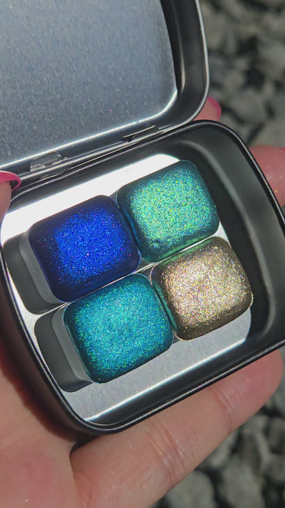 Half Deep Ocean Glow Handmade Christmas Shimmer Watercolor Paints