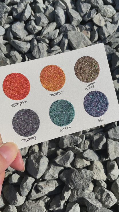 Halloween2021 Dot Card Handmade Chrome Super Color Shift Shimmer Watercolor Paints by iuilewatercolors