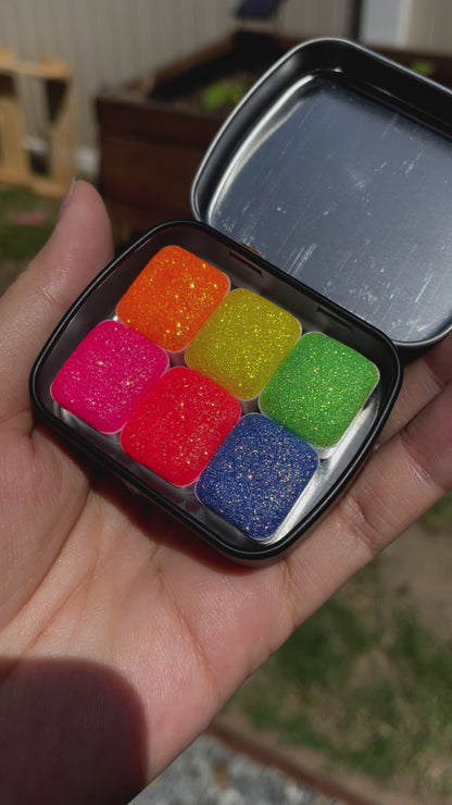 Pineapple Jelly Bean Chunky glitter watercolor paints half pan