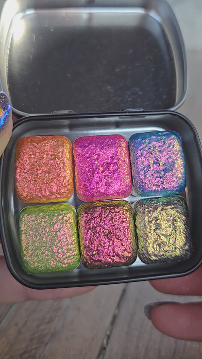 Half Tropical Set Handmade Super Color Shift Aurora Shimmer Chrome Shine Finish Watercolor Paint