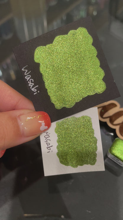 Wasabi Christmas Chrome watercolor paint half pan