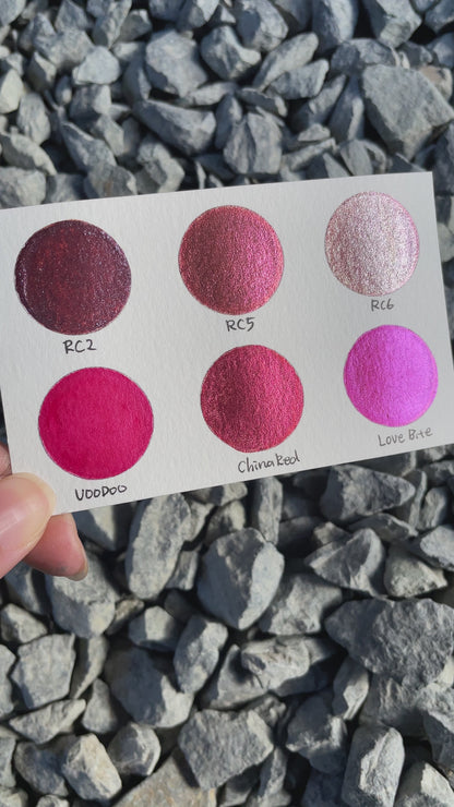 Red set Handmade Shimmer Metallic Chameleon Colorshift Watercolor Paint Half By iuilewatercolors