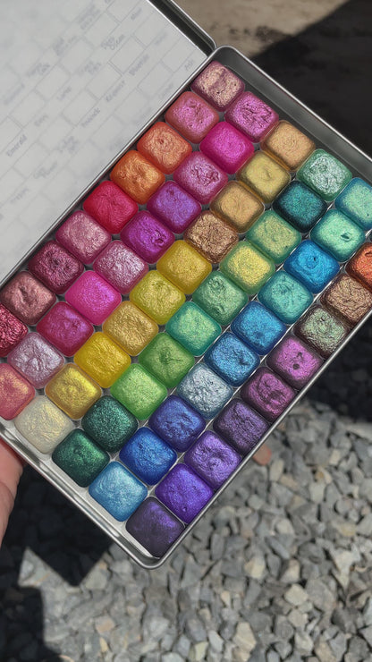 Mica60 color half pan set Handmade Shimmer Metallic watercolor paint