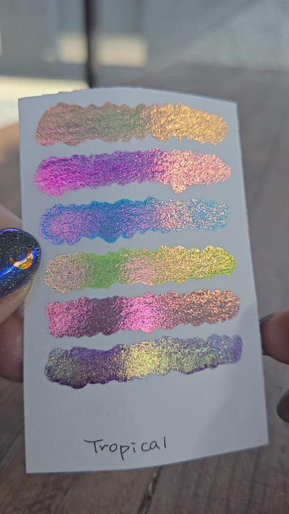 Tropical Dot Card Tester Sampler Watercolor Shimmer Glittery Paints