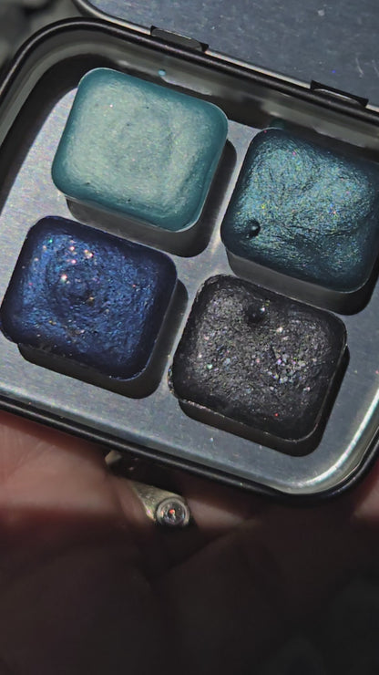 Under The Sea Half Pan Handmade Mica Shimmer Chrome Shine Watercolor Paints by iuilewatercolors
