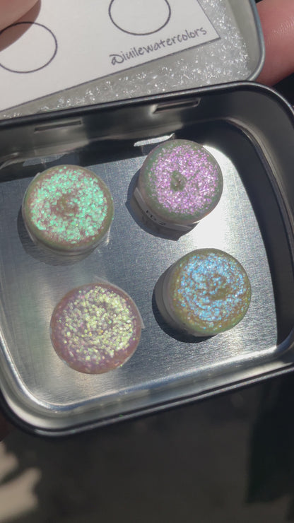 Button Shiny fairy Dust set for Handmade color shift watercolor paints