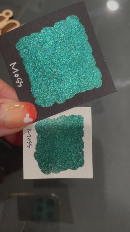 Moss Christmas Chrome watercolor paint half pan